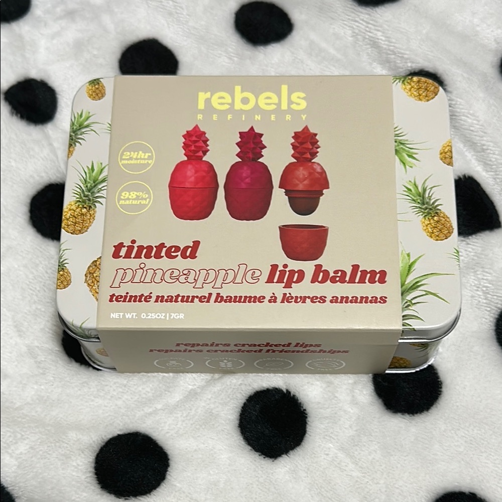 Rebels Refinery Tinted Pineapple Shaped 3 Flavours Lip Balm Set